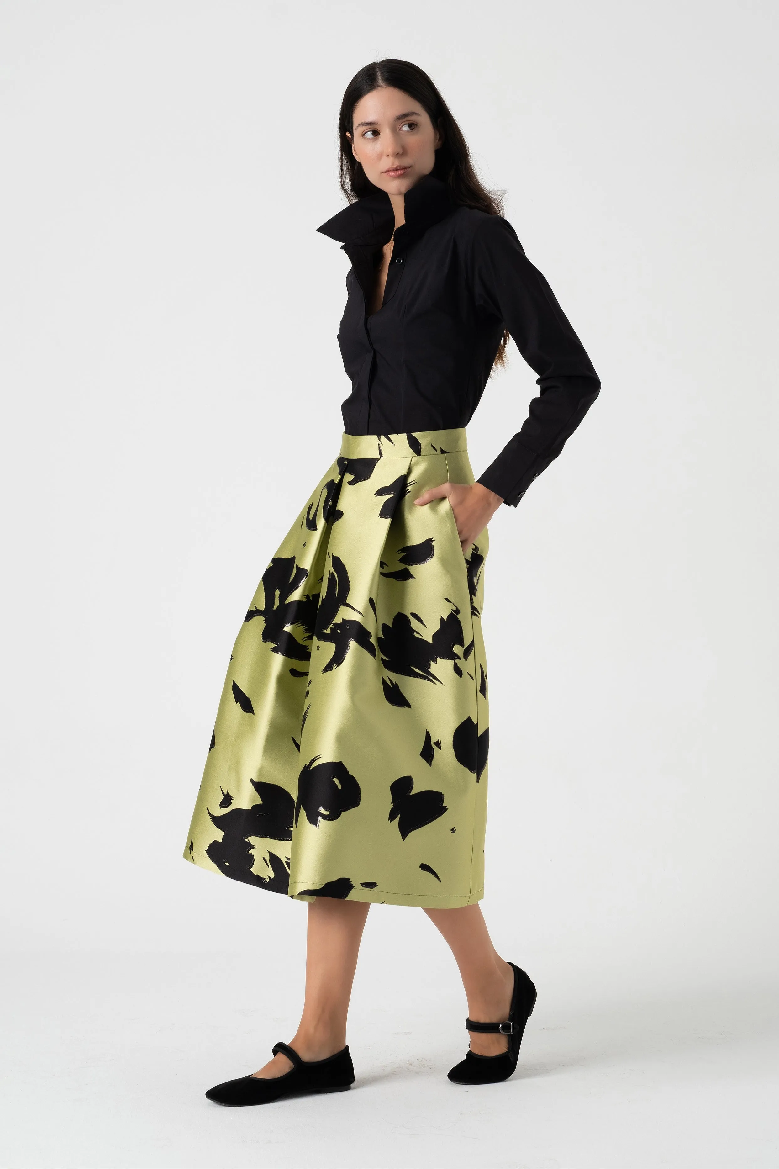 Pleated midi skirt