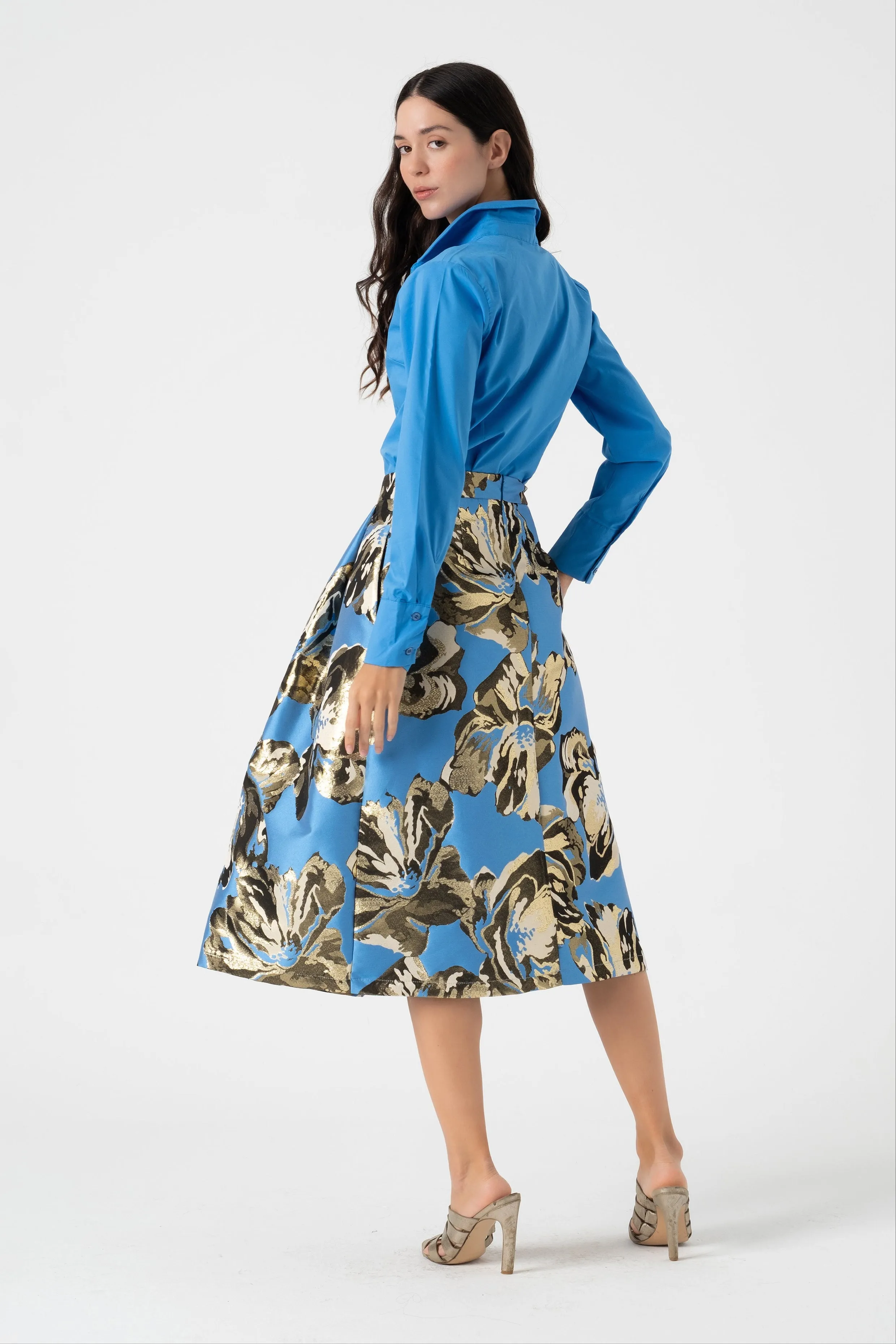 Pleated midi skirt
