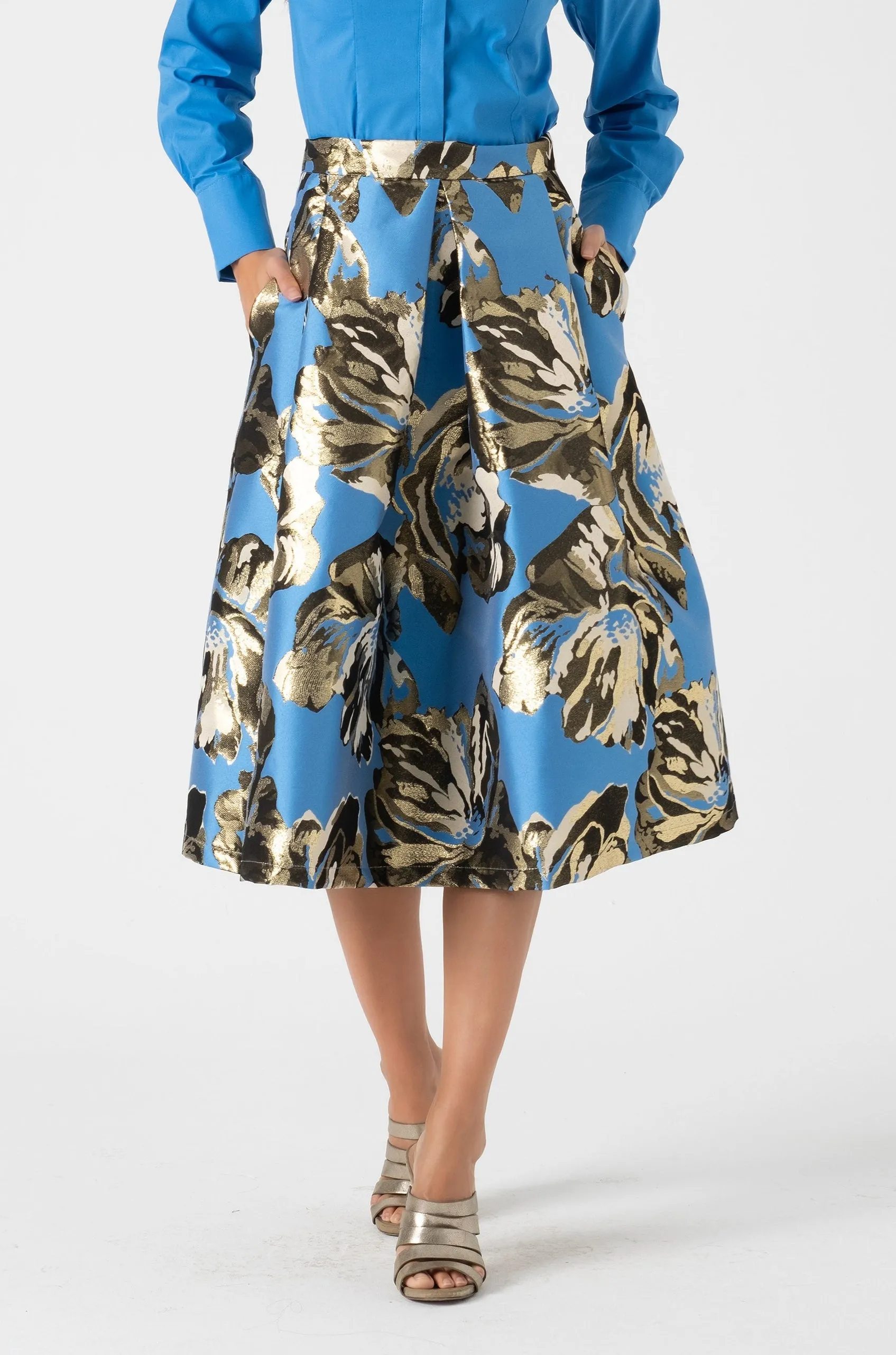 Pleated midi skirt