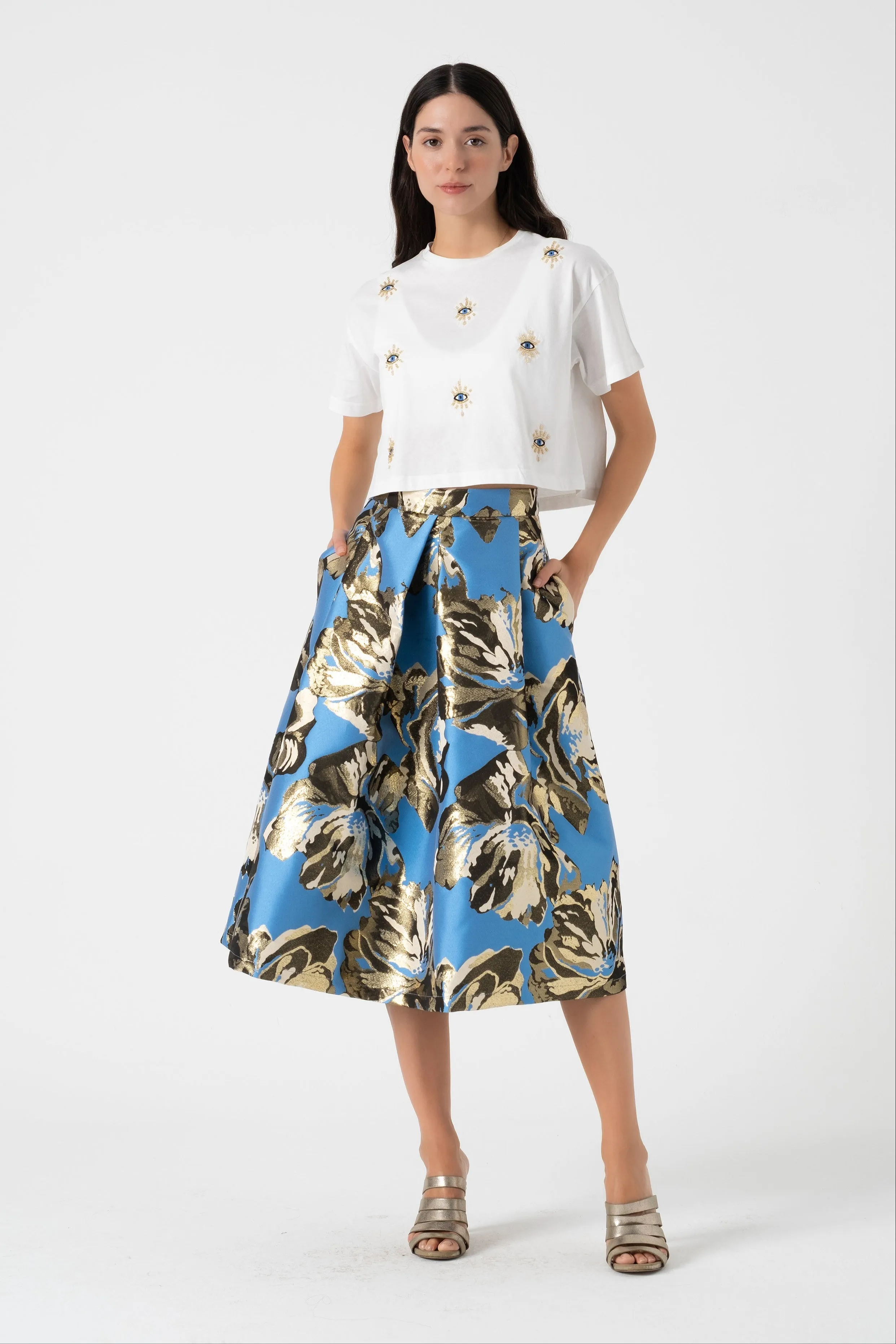 Pleated midi skirt