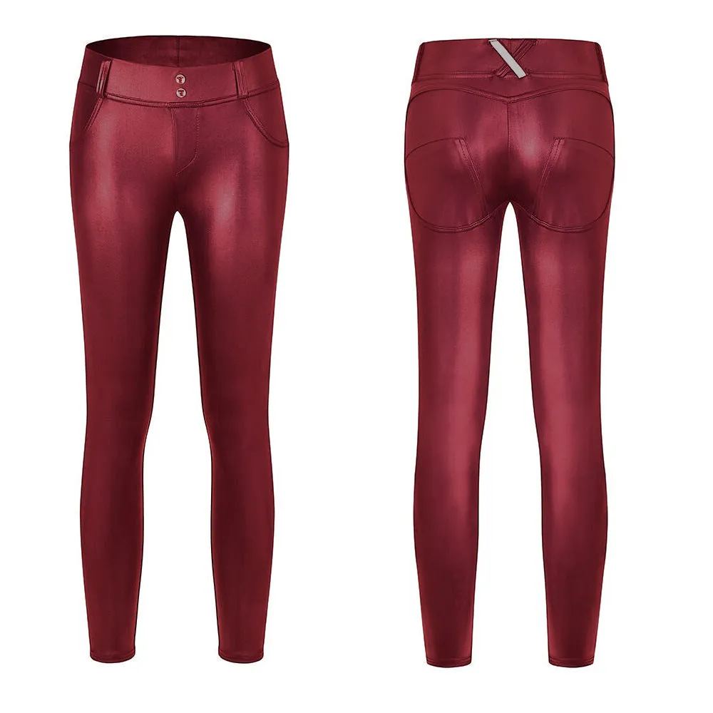 Plus Size Leather High Waist Stretch Skinny Pants