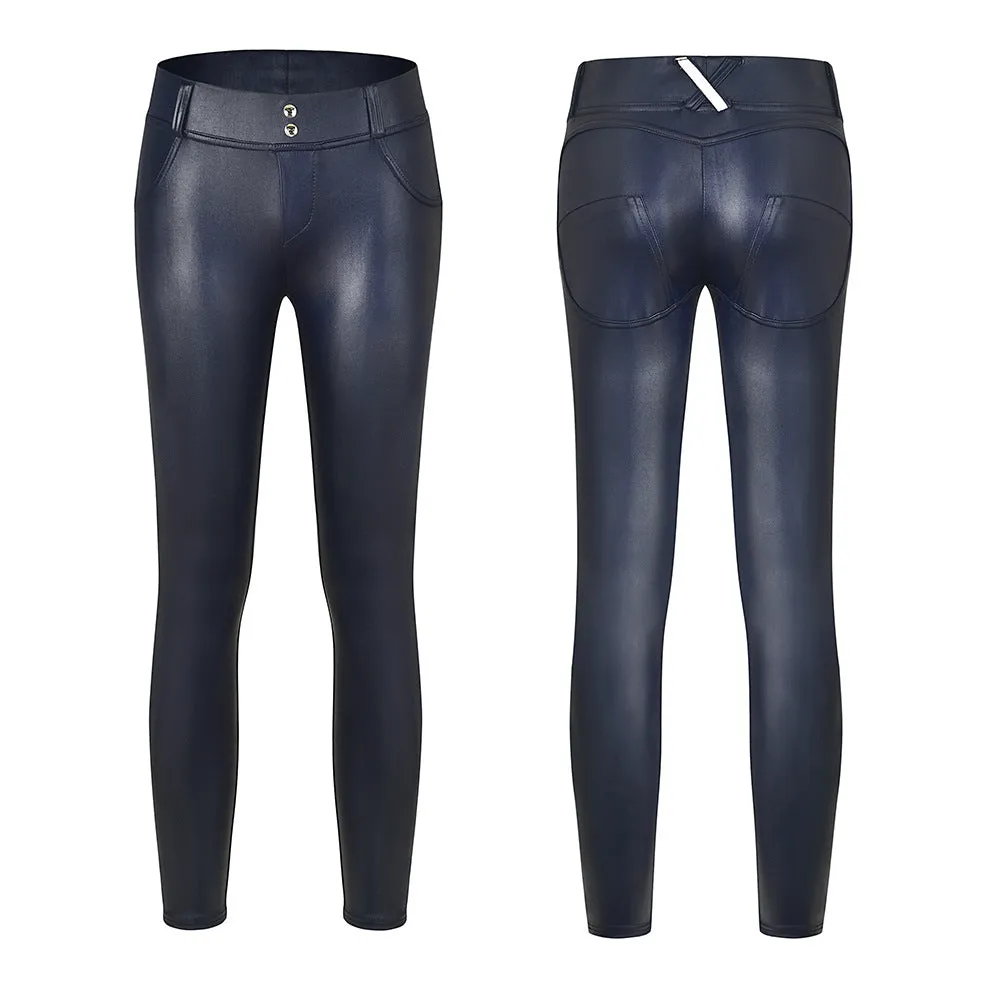 Plus Size Leather High Waist Stretch Skinny Pants