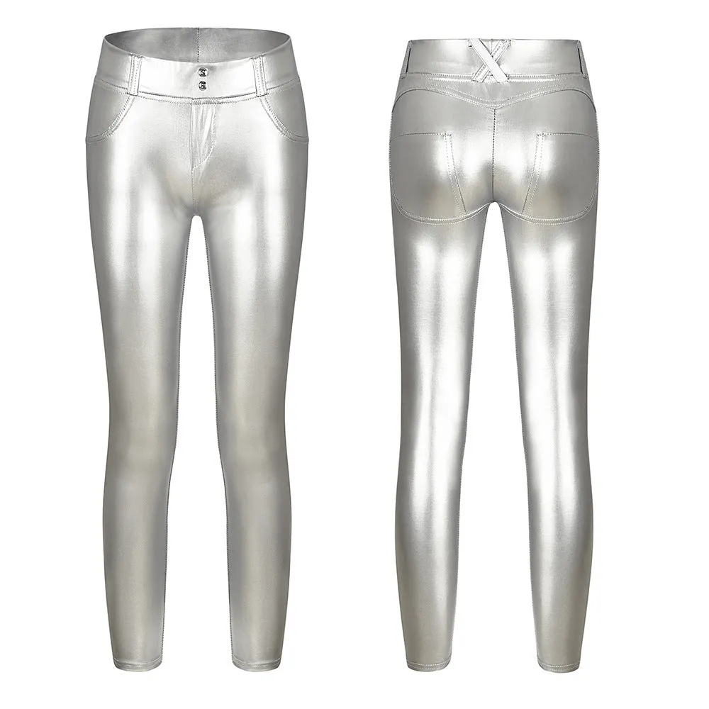 Plus Size Leather High Waist Stretch Skinny Pants