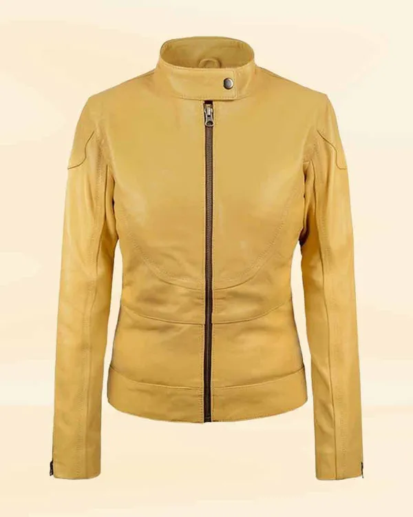 Premium Yellow Leather Jacket Worn By Megan Fox | Megan Fox Premium Yellow Leather Jacket