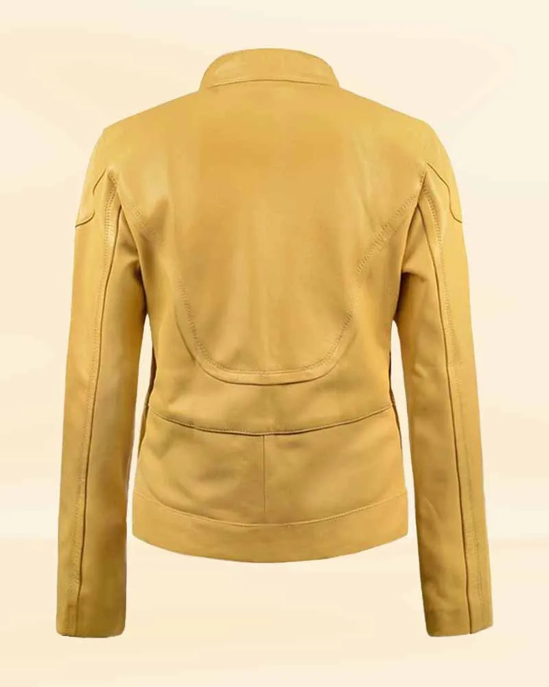 Premium Yellow Leather Jacket Worn By Megan Fox | Megan Fox Premium Yellow Leather Jacket