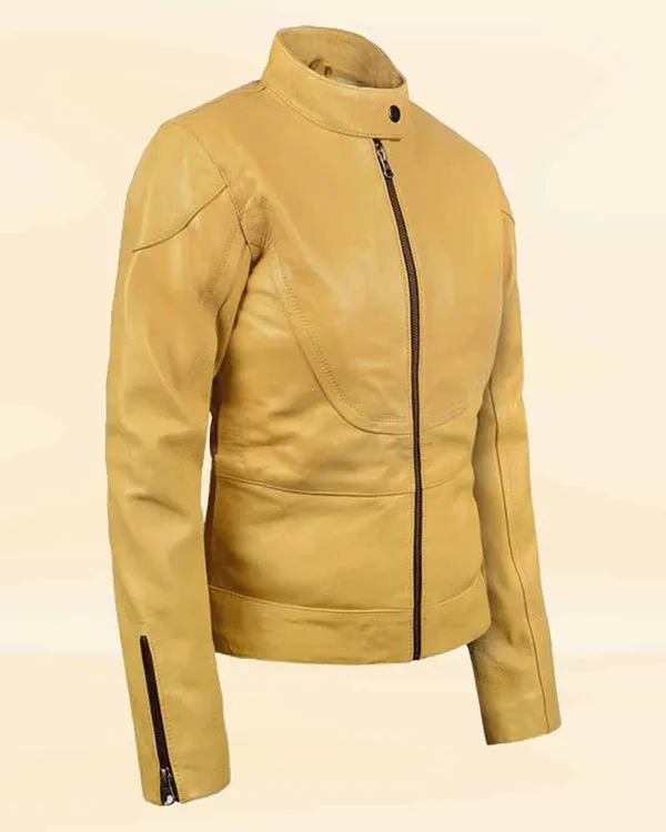 Premium Yellow Leather Jacket Worn By Megan Fox | Megan Fox Premium Yellow Leather Jacket