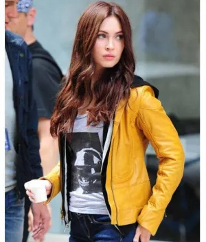 Premium Yellow Leather Jacket Worn By Megan Fox | Megan Fox Premium Yellow Leather Jacket