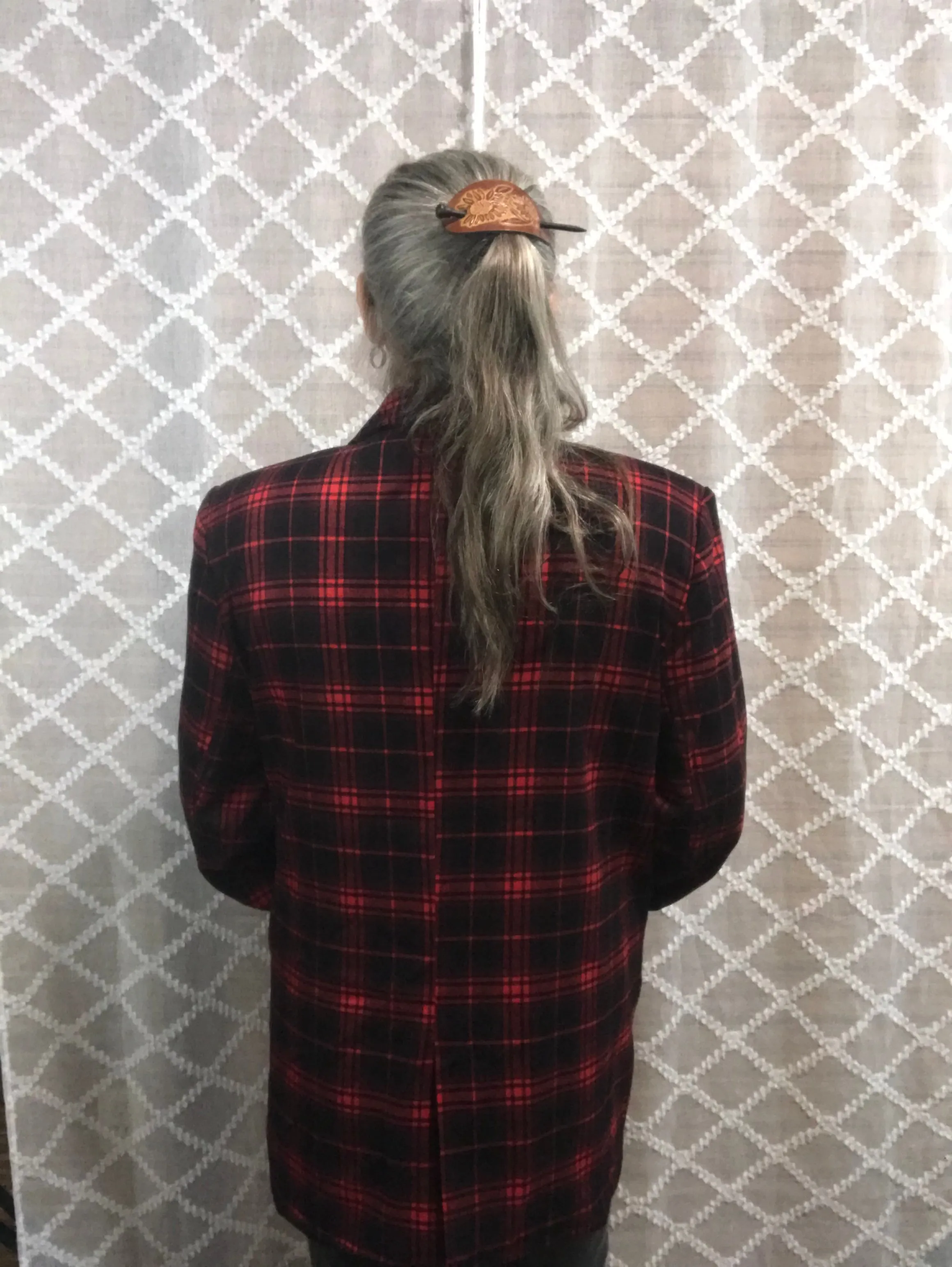 Red and Black Plaid Blazer