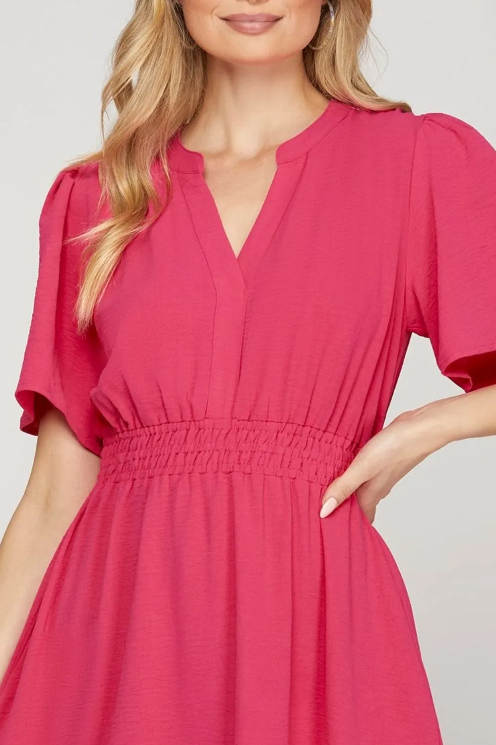 Ruffled Hem Flutter Sleeve Mini Dress