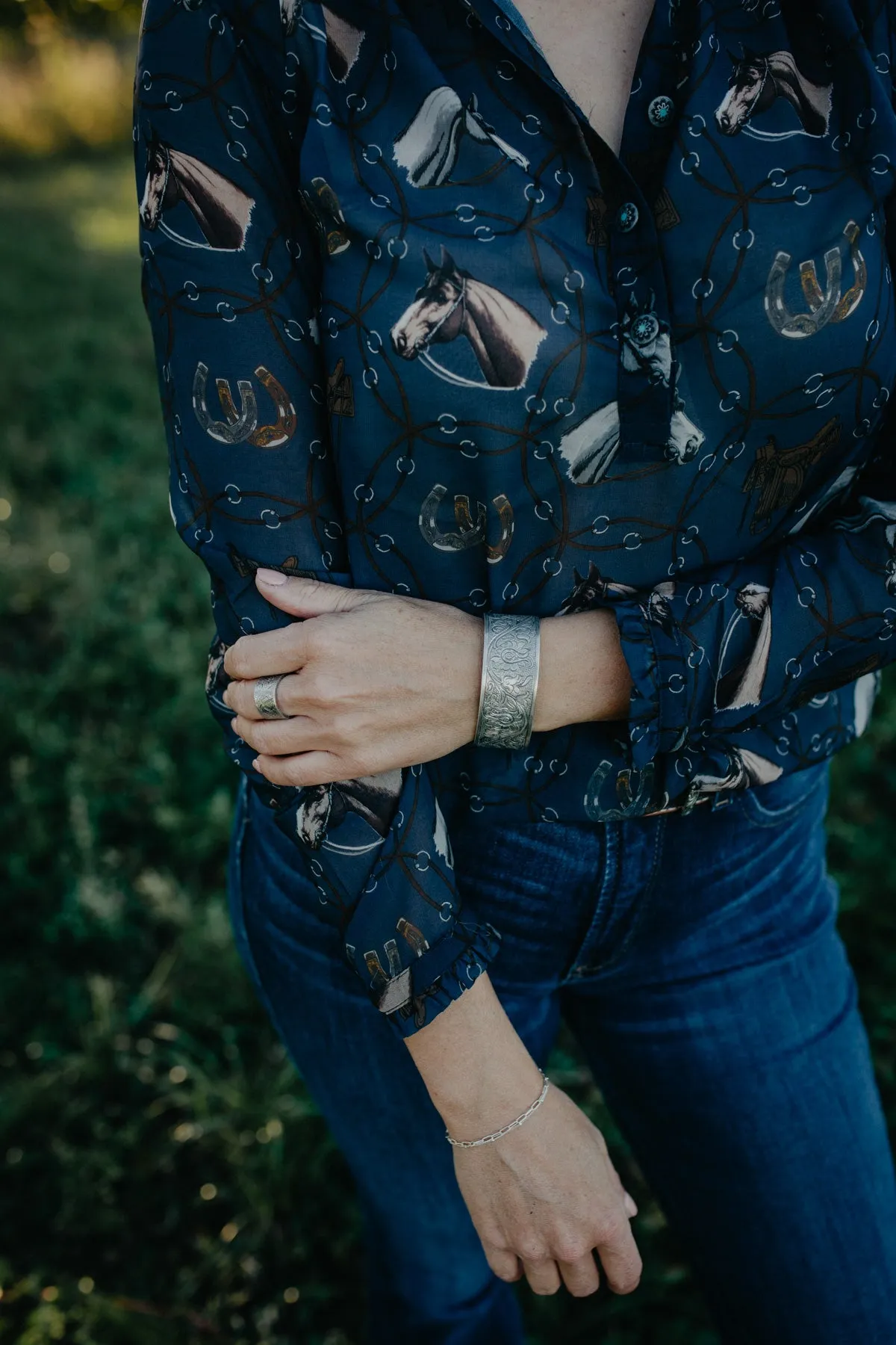 'Saratoga' Horse Blouse by Tasha Polizzi (S, L, XL ONLY)