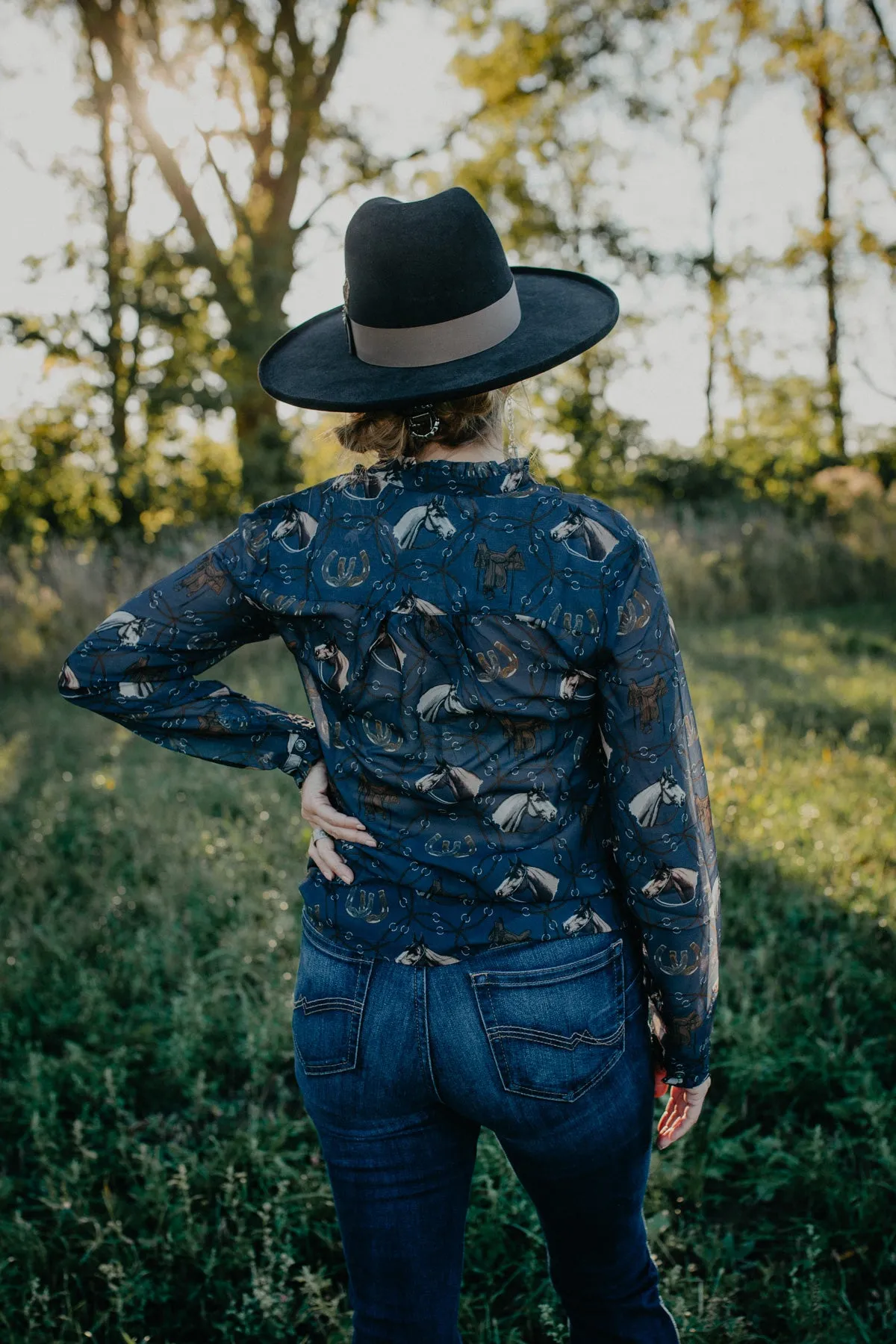 'Saratoga' Horse Blouse by Tasha Polizzi (S, L, XL ONLY)