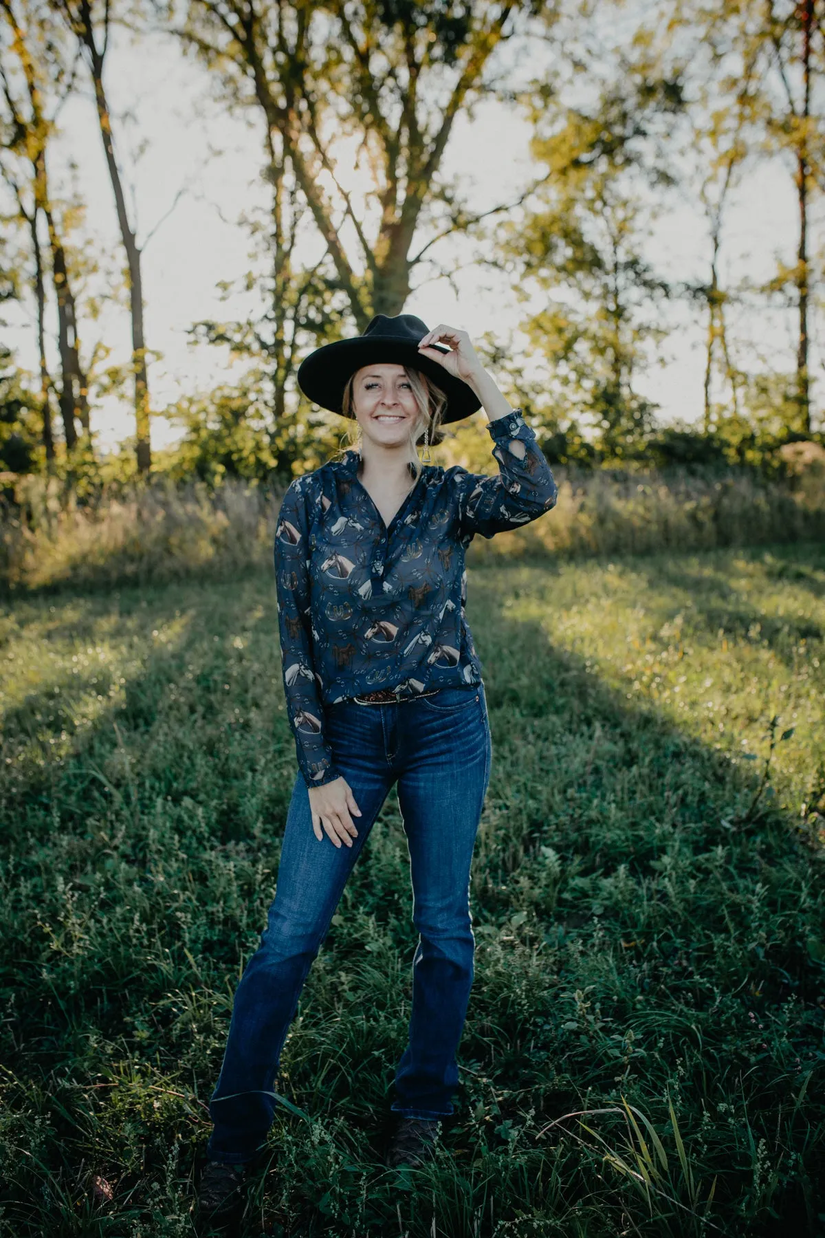 'Saratoga' Horse Blouse by Tasha Polizzi (S, L, XL ONLY)