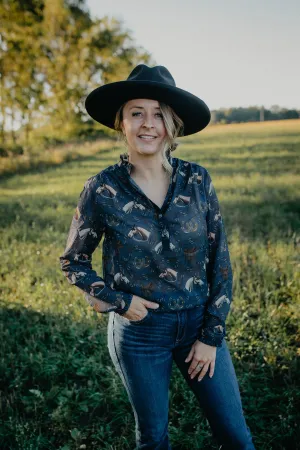 'Saratoga' Horse Blouse by Tasha Polizzi (S, L, XL ONLY)