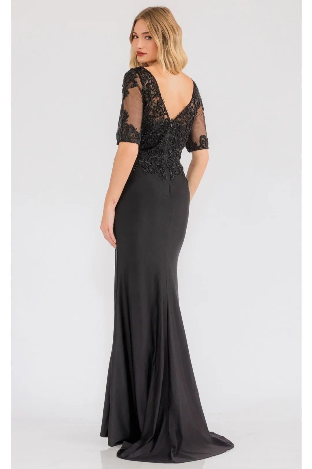 Sheer Short Sleeve Evening  Gown Juliet JTM15L