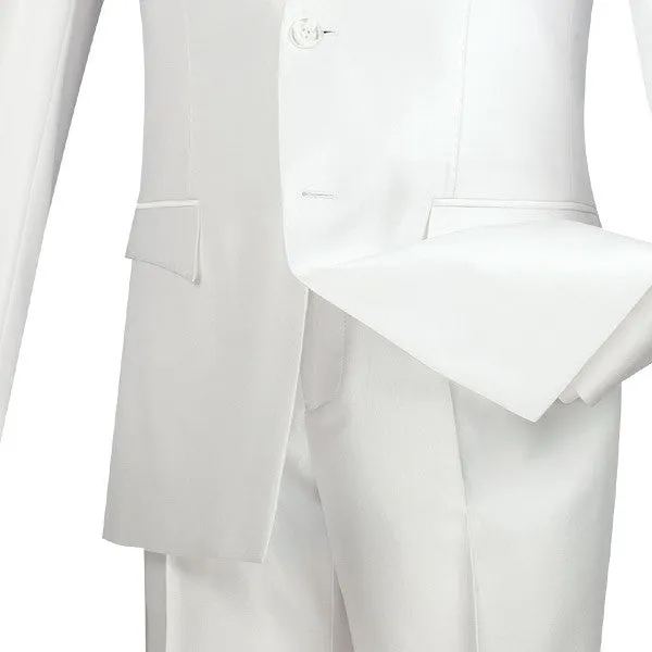 Slim Fit Men's Suit 2 Piece 2 Buttons Shiny Sharkskin in White