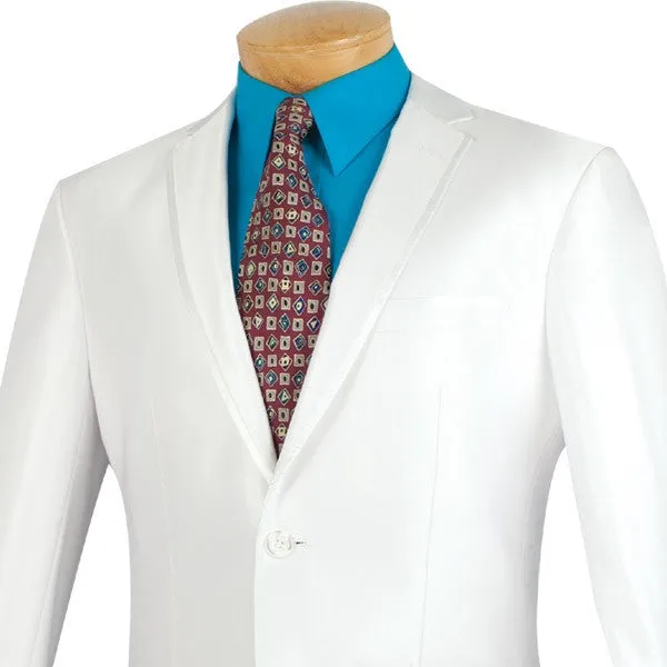 Slim Fit Men's Suit 2 Piece 2 Buttons Shiny Sharkskin in White