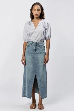 Vianna Clean Hem Front Slit Denim Skirt