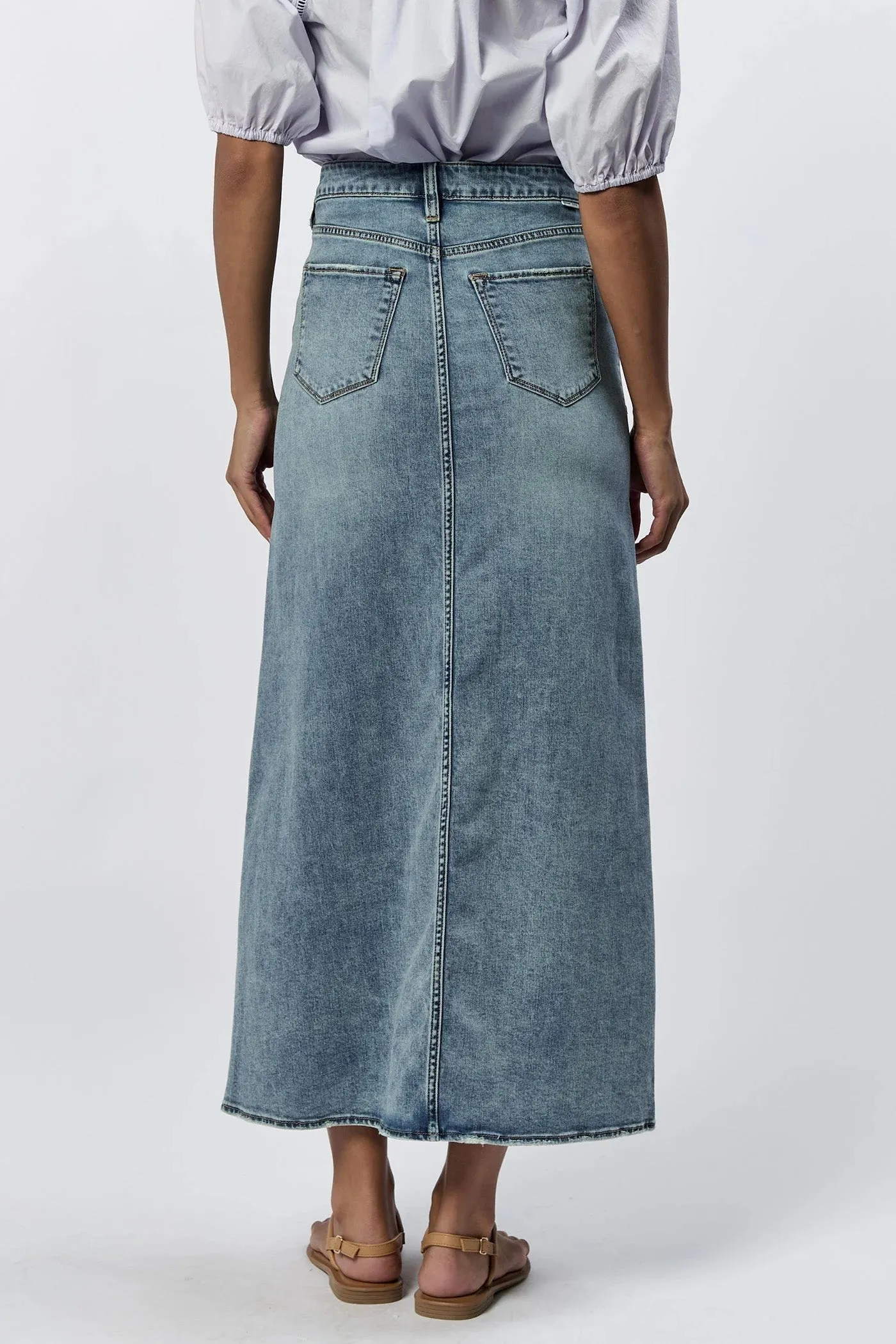 Vianna Clean Hem Front Slit Denim Skirt
