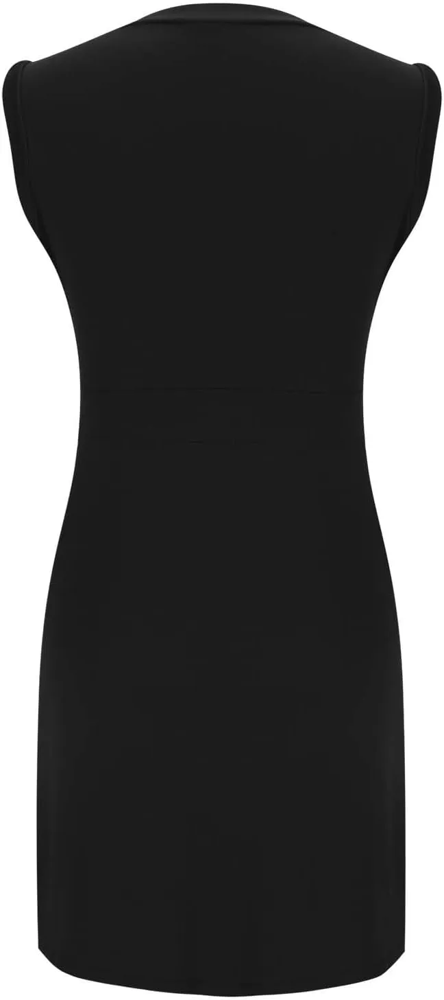 Women's Sleeveless A-Line Dress 2025 Summer Button Elegant Mini Dresses Slim Wear to Work Business Office Dress
