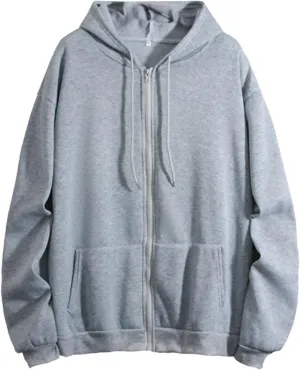 Womens Zip up Hoodies Oversized Lightweight Sweatshirts Jackets Loose Fit Long Sleeve Y2K Outwear Tops with Pockets