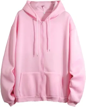 Womens Zip up Hoodies Oversized Lightweight Sweatshirts Jackets Loose Fit Long Sleeve Y2K Outwear Tops with Pockets